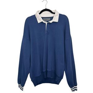 Abercrombie & Fitch Men’s Medium Rugby Collared Polo Sweatshirt Navy Blue